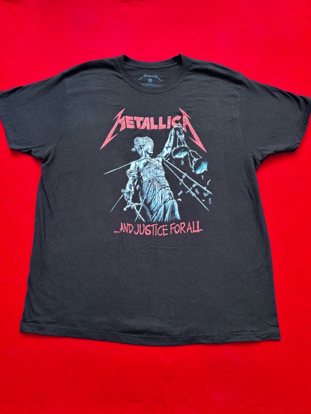 Metallica Band Tee And Justice For All Black Graphic Shirt Size 2XL